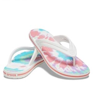 CROCS Vibrant Tie-Dye Flip Flops, Sandals Size 9